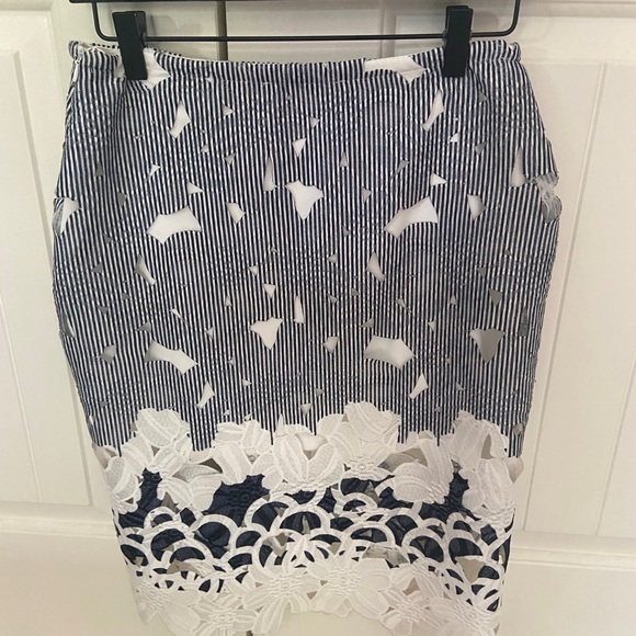 J.O.A navy white laser cut skirt - Picture 2 of 6